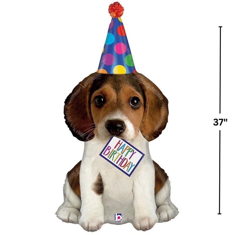 Betallic XL 41" Happy Birthday Puppy Shaped Mylar Foil Balloon - Image 2